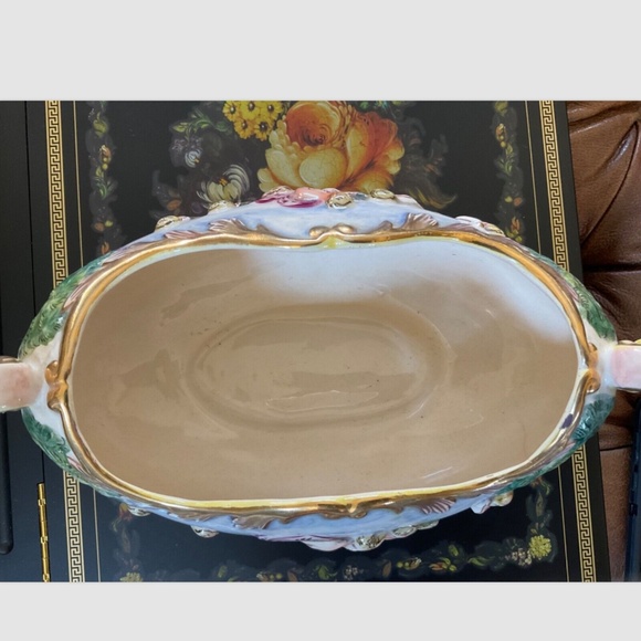 Capodimonte Vintage Pedestal Centerpiece Bowl Planter - Picture 5 of 9